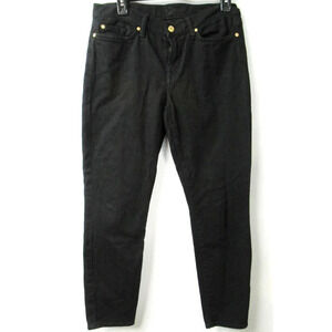 7 For All Mankind Skinny Jeans Cropped Gwenevere Black Wash Women Size 28